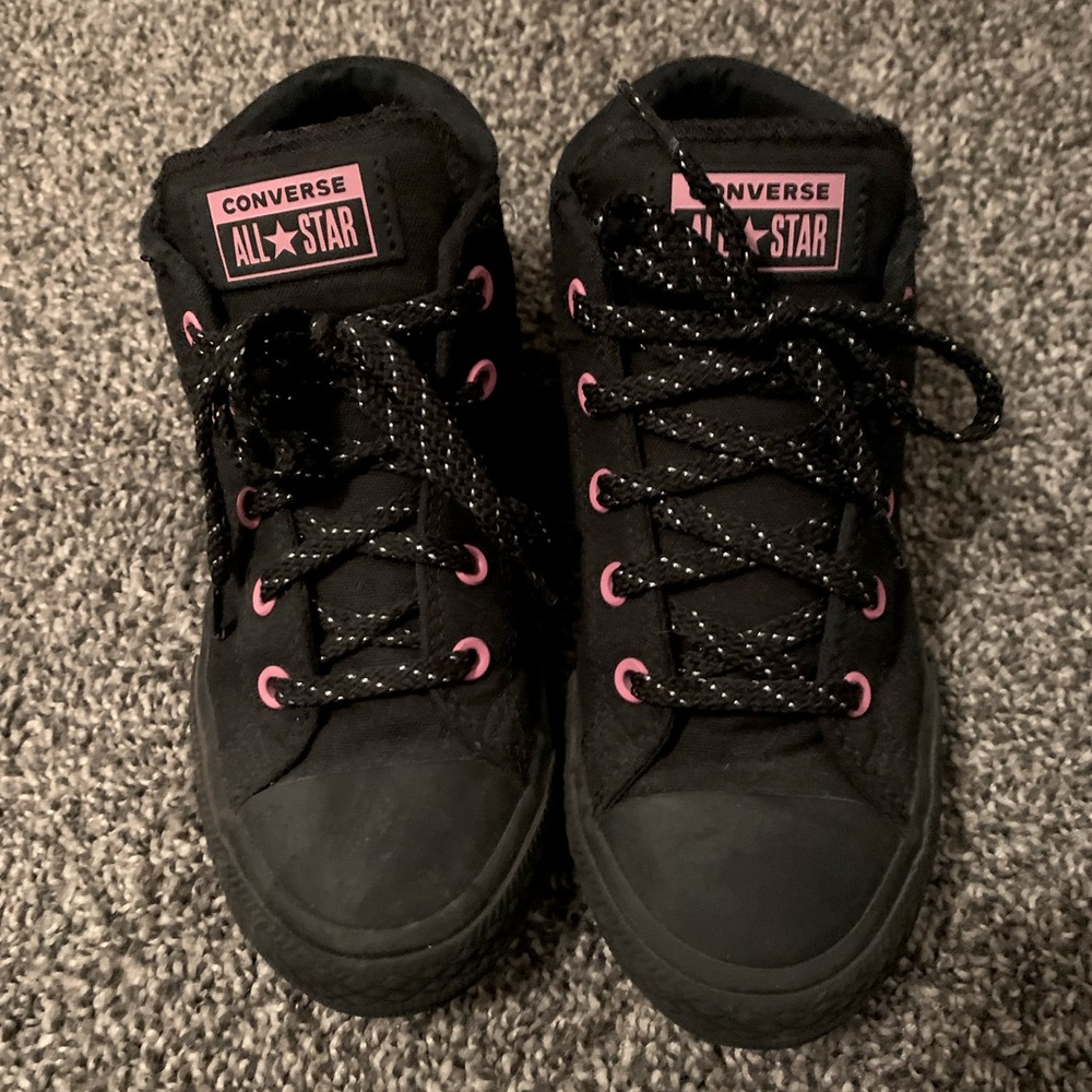 Black and pink converse. Kids size 3